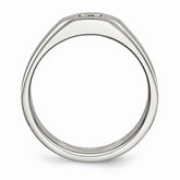 Sophia Jewelers Men's Stainless Steel CZ Ring with Polished Brushed Finish